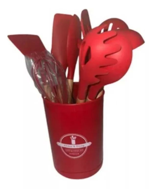 Set Utensilios Cocina Inicial Silicona Madera Plus Gourmet