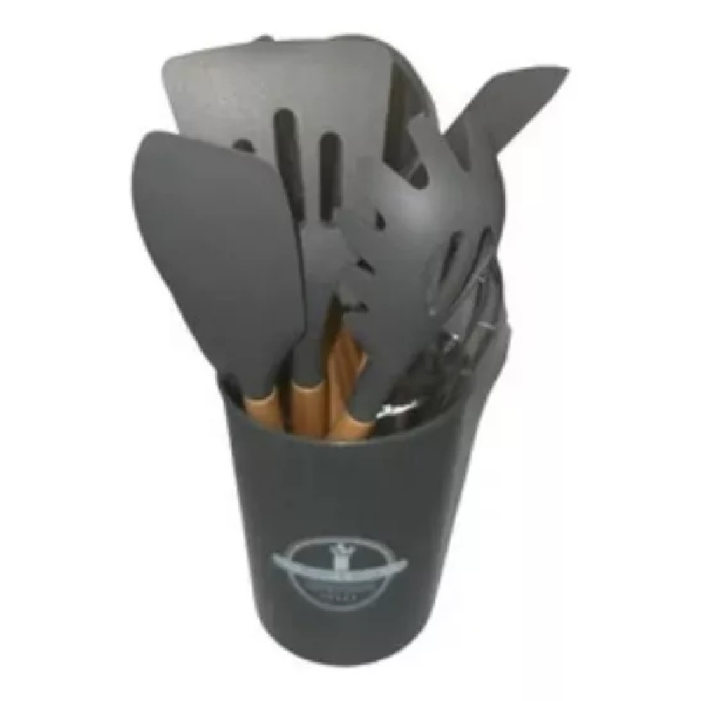 Set Utensilios Cocina Inicial Silicona Madera Plus Gourmet