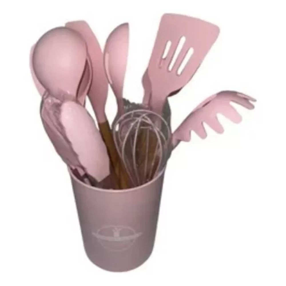 Set Utensilios Cocina Inicial Silicona Madera Plus Gourmet