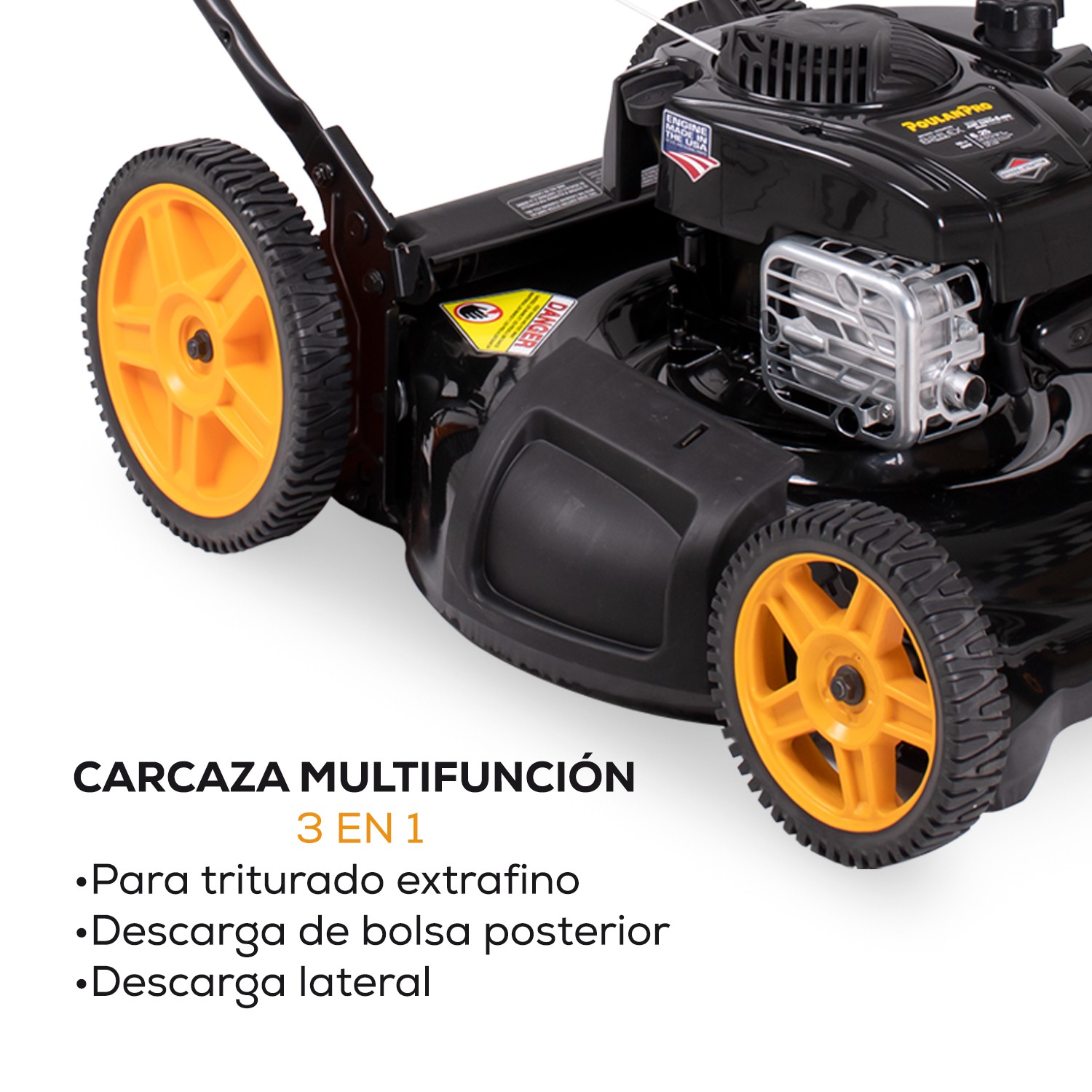 Podadora Poulan Pro 21" de corte. Motor 150cc Briggs & Stratton Empuje 3 en 1