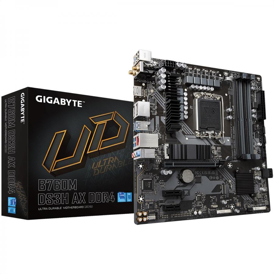 Tarjeta Madre GIGABYTE B760M DS3H AX DDR4 PCI-E WiFi BT Socket 1700.