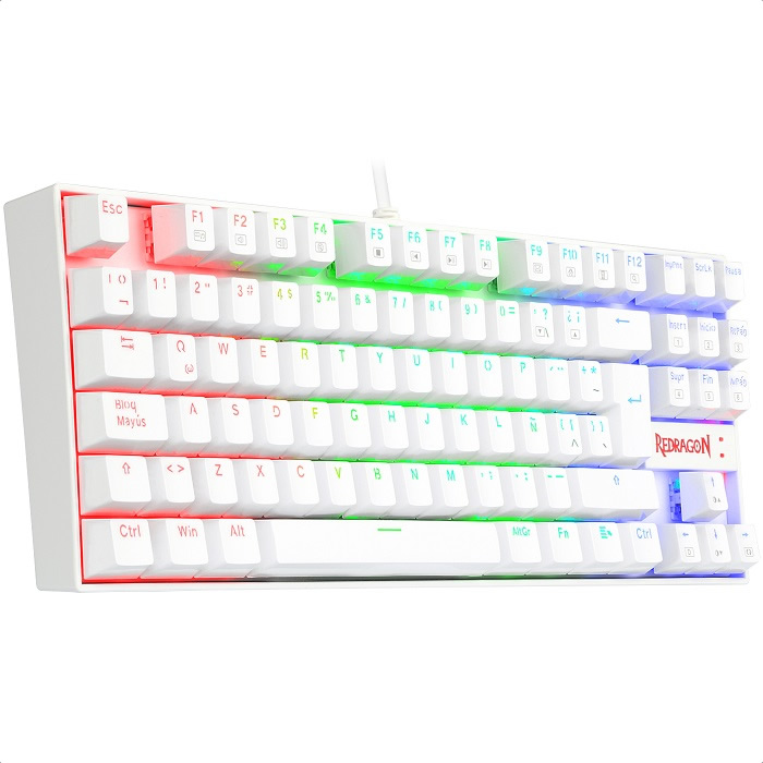 Teclado Redragon Kumara White K552W-RGB Mecanico Switch Red Gaming Español.