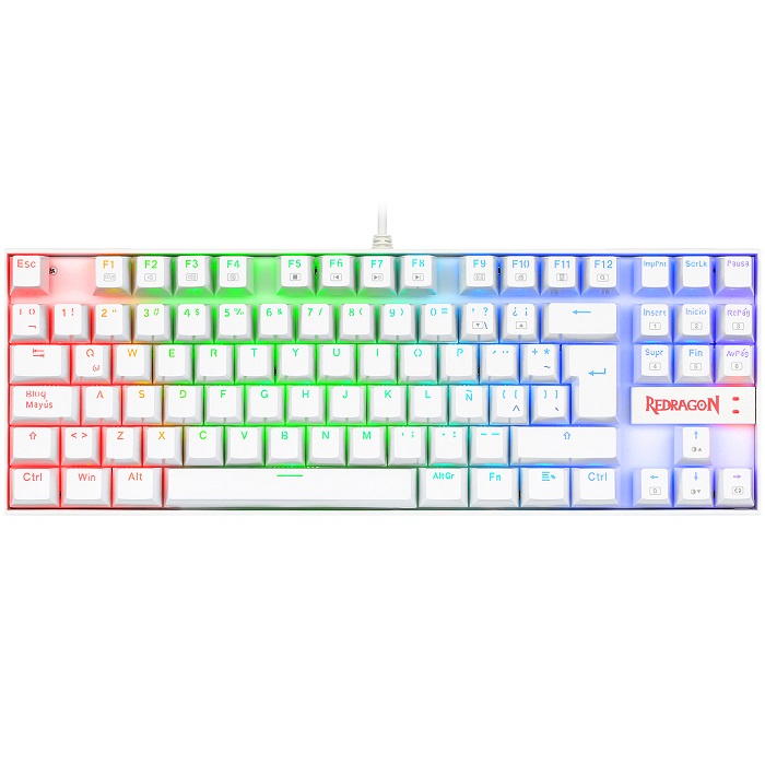 Teclado Redragon Kumara White K552W-RGB Mecanico Switch Red Gaming Español.