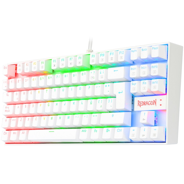 Teclado Redragon Kumara White K552W-RGB Mecanico Switch Red Gaming Español.