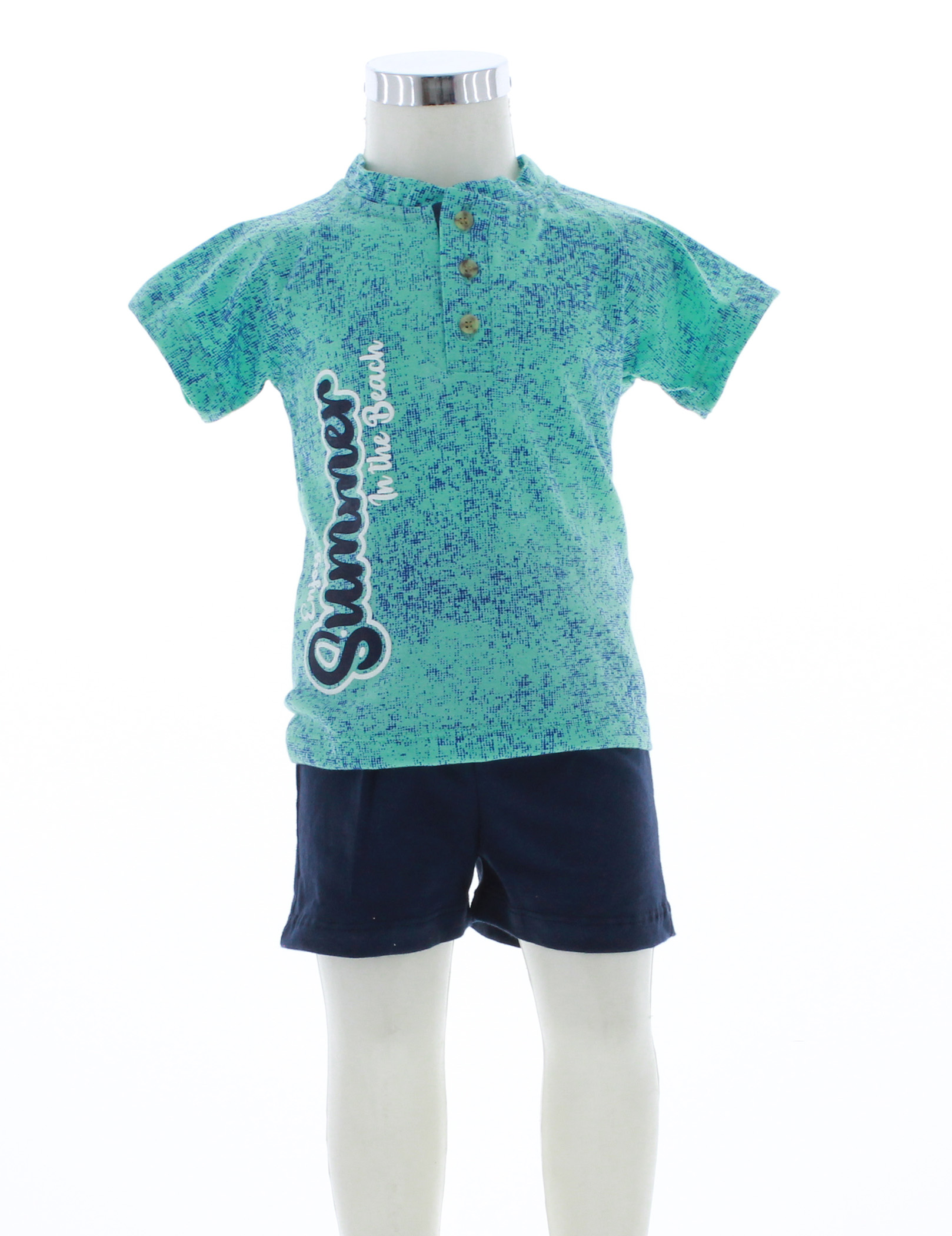 Conjunto Niño Bebé Shorts y Playera Azul 3488 1 a 4 Años.