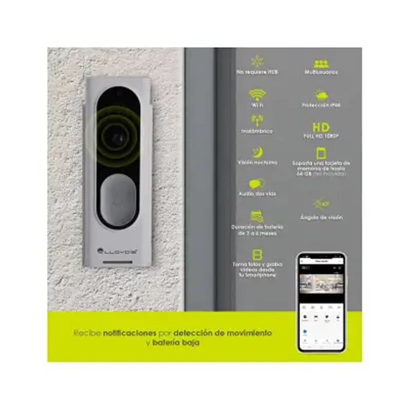 Timbre Inteligente Con Wi-Fi De 2 MP Lloyd's LC-1346 SMS