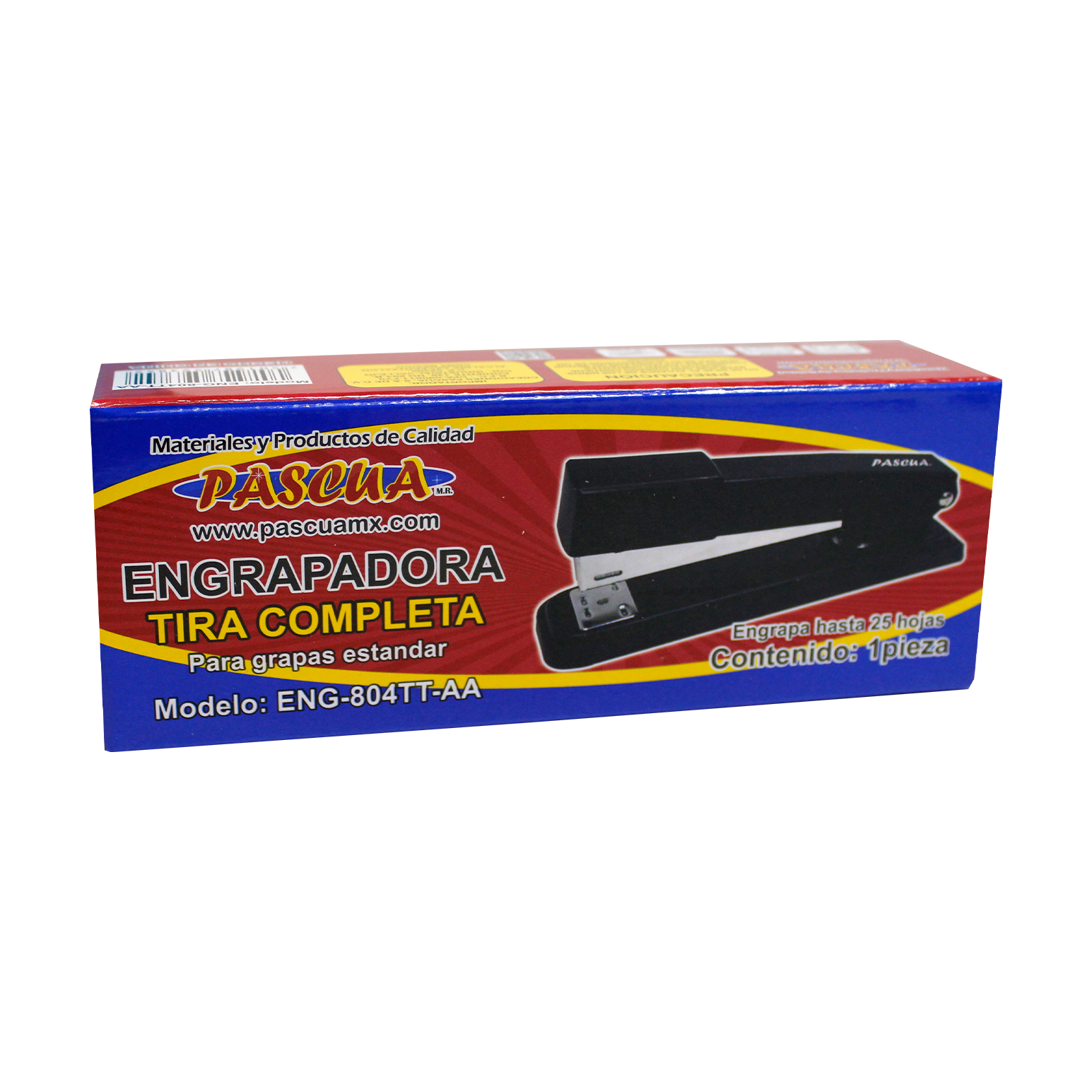 Grapadora Metálica Tira Completa, 25 Hojas de Capacidad, Usa grapas 26 o 24/6 mm, Negra para oficina, casa, papeleria y escuela