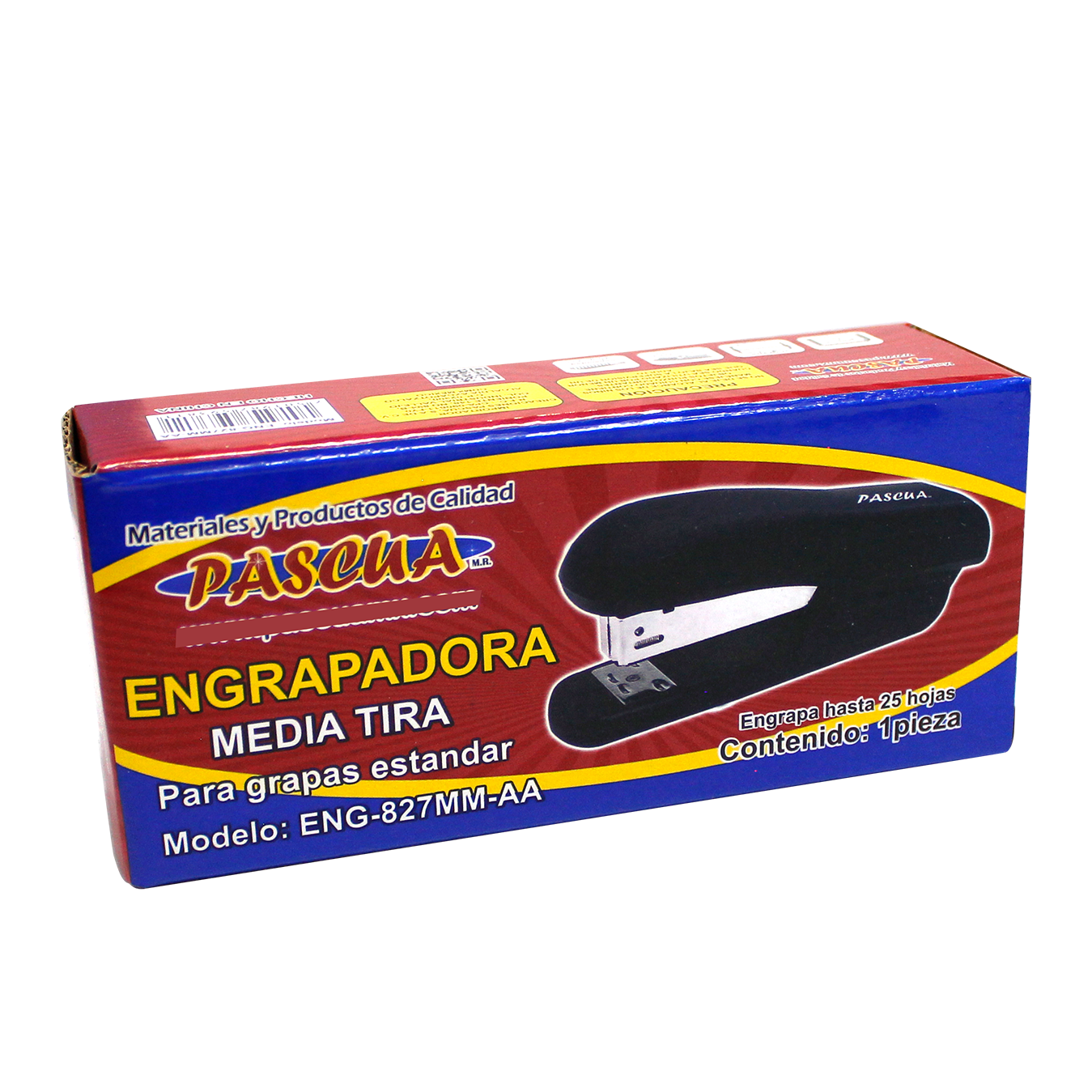 Engrapadora Metálica Media Tira, 25 Hojas de Capacidad, Usa grapas 26 o 24/6 mm, Negra