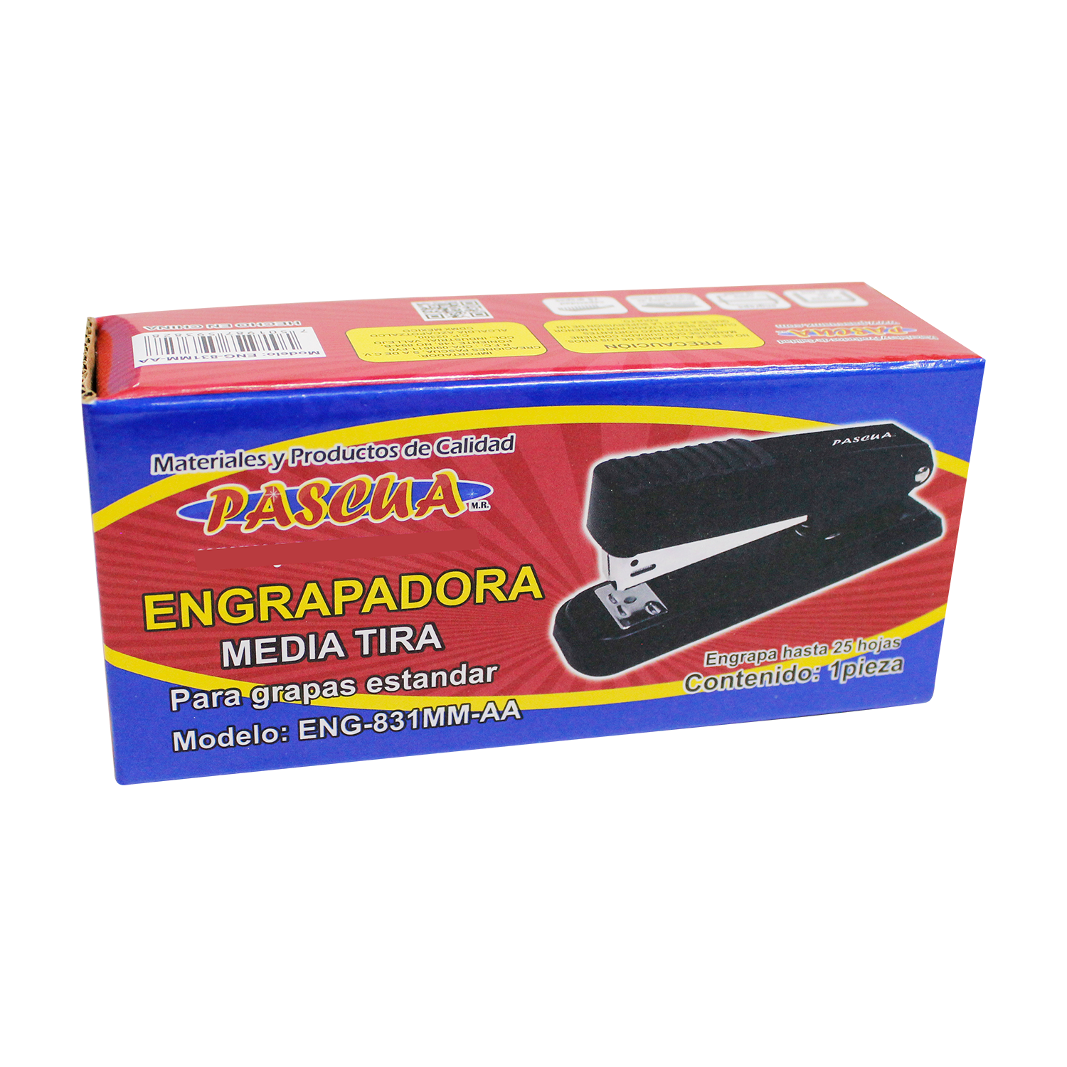 Engrapadora Media Tira para grapas 26 o 24/6 mm, 25 Hojas de Capacidad, para oficina papeleria casa y escuela.