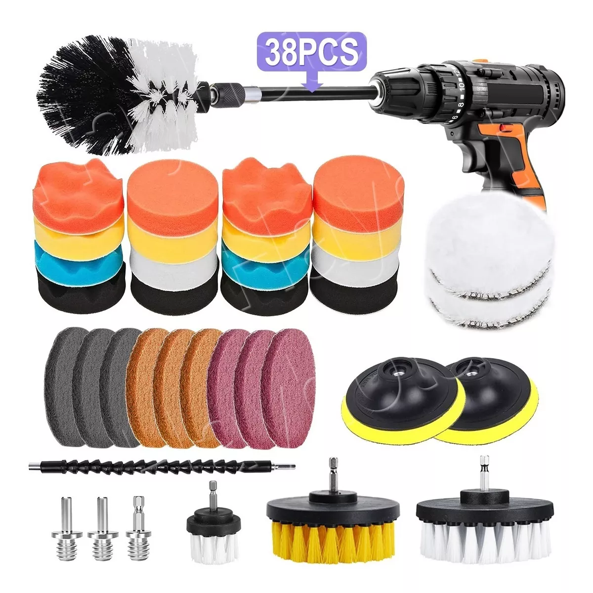 38pcs Esponjas Borlas Juego De Cepillos De Pulir Auto 3 In