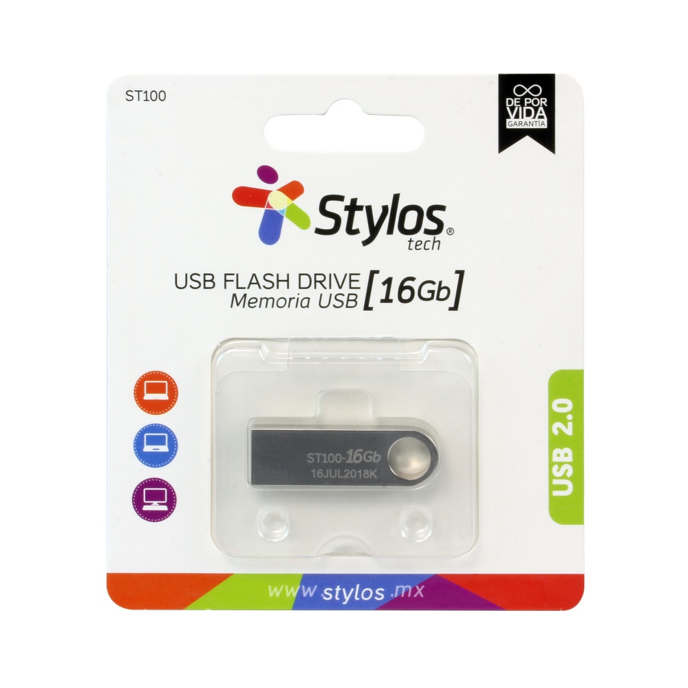 Memoria USB Stylos ST100 16GB USB 2.0 Plata