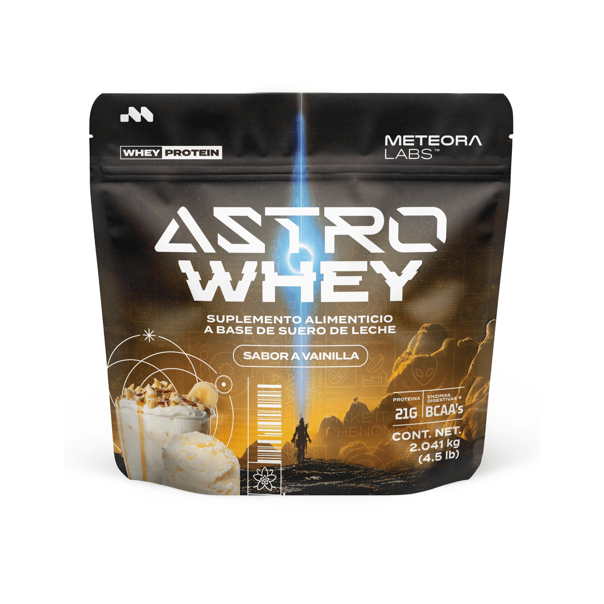 METEORA LABS | ASTRO WHEY | VAINILLA | PROTEÍNA DE SUERO | 21 GR PROTEÍNA | AMINOÁCIDOS | ENZIMAS DIGESTIVAS | 5 SABORES DELICIOSOS | 58 PORCIONES