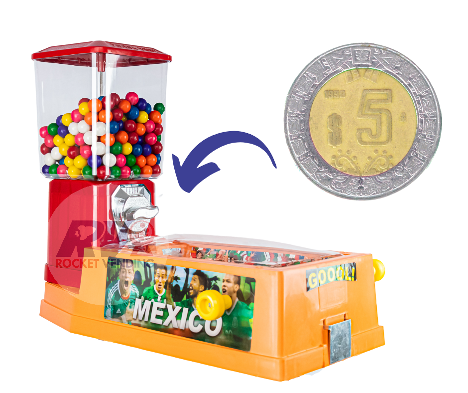 Maquina Chiclera con futbolito cobro a elegir con base 