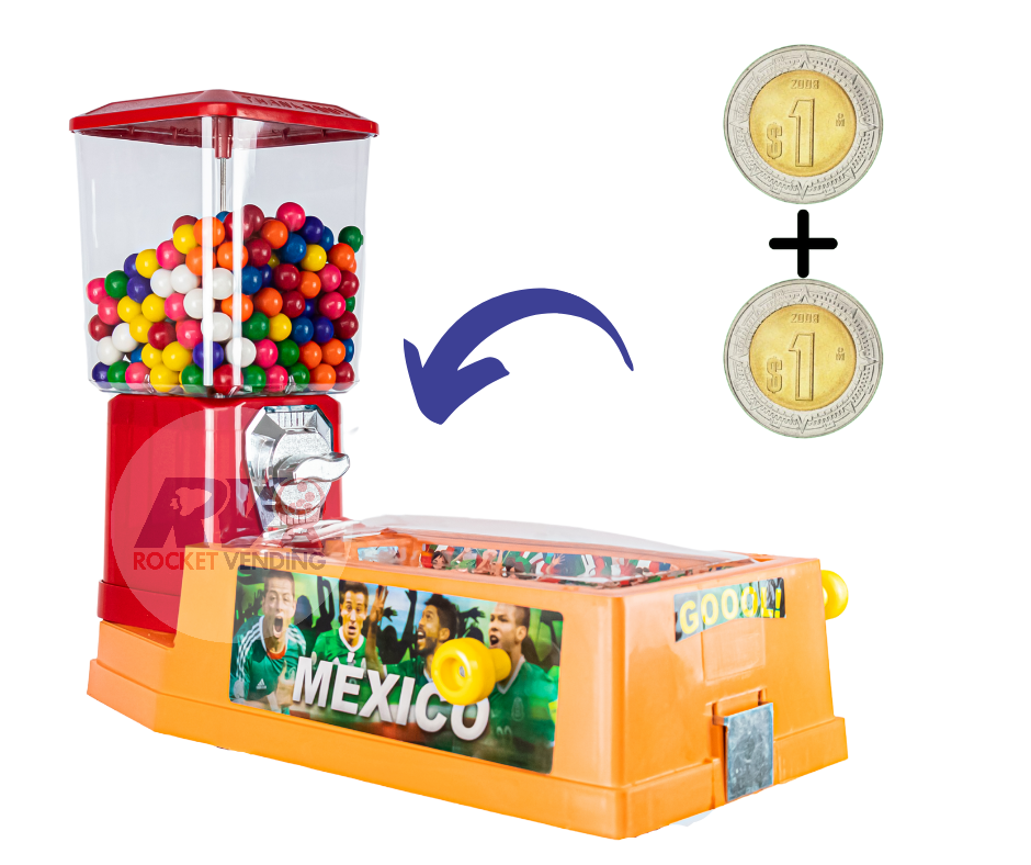 Maquina Chiclera con futbolito cobro a elegir con base 
