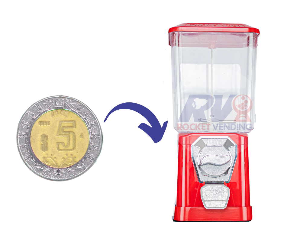Maquina chiclera vending para pelotas o capsulas moneda 5 pesos 