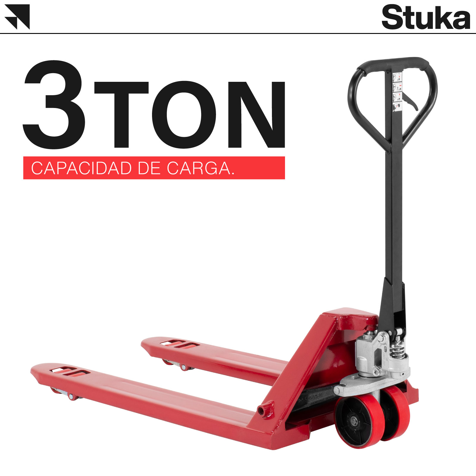 Patín Hidráulico Stuka Transpaleta para Carga de Tarimas 3 Toneladas (3000 kg)