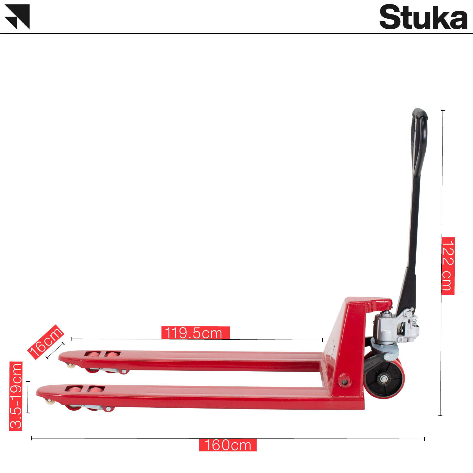 Patín Hidráulico Stuka Transpaleta para Carga de Tarimas 3 Toneladas (3000 kg)