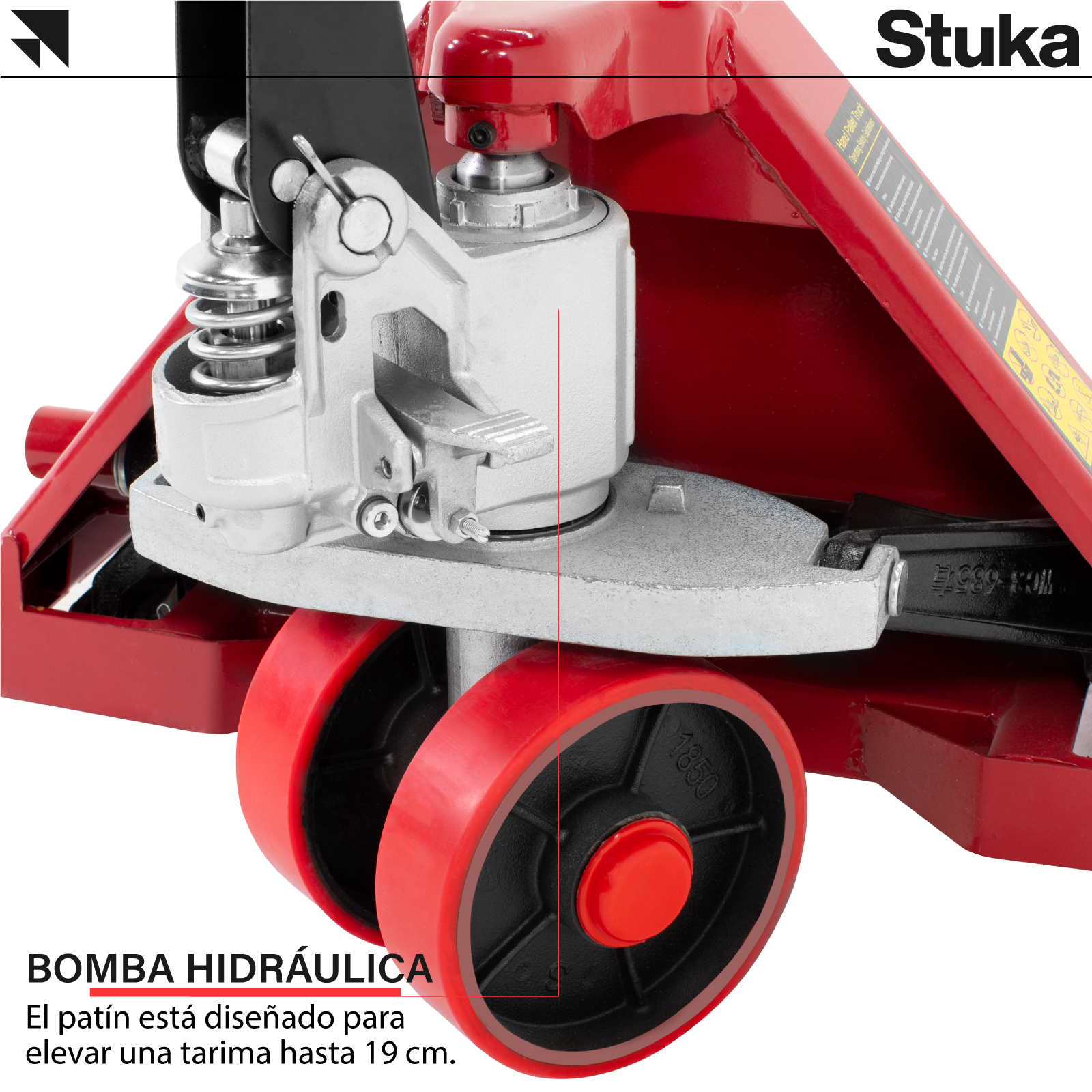 Patín Hidráulico Stuka Transpaleta para Carga de Tarimas 3 Toneladas (3000 kg)