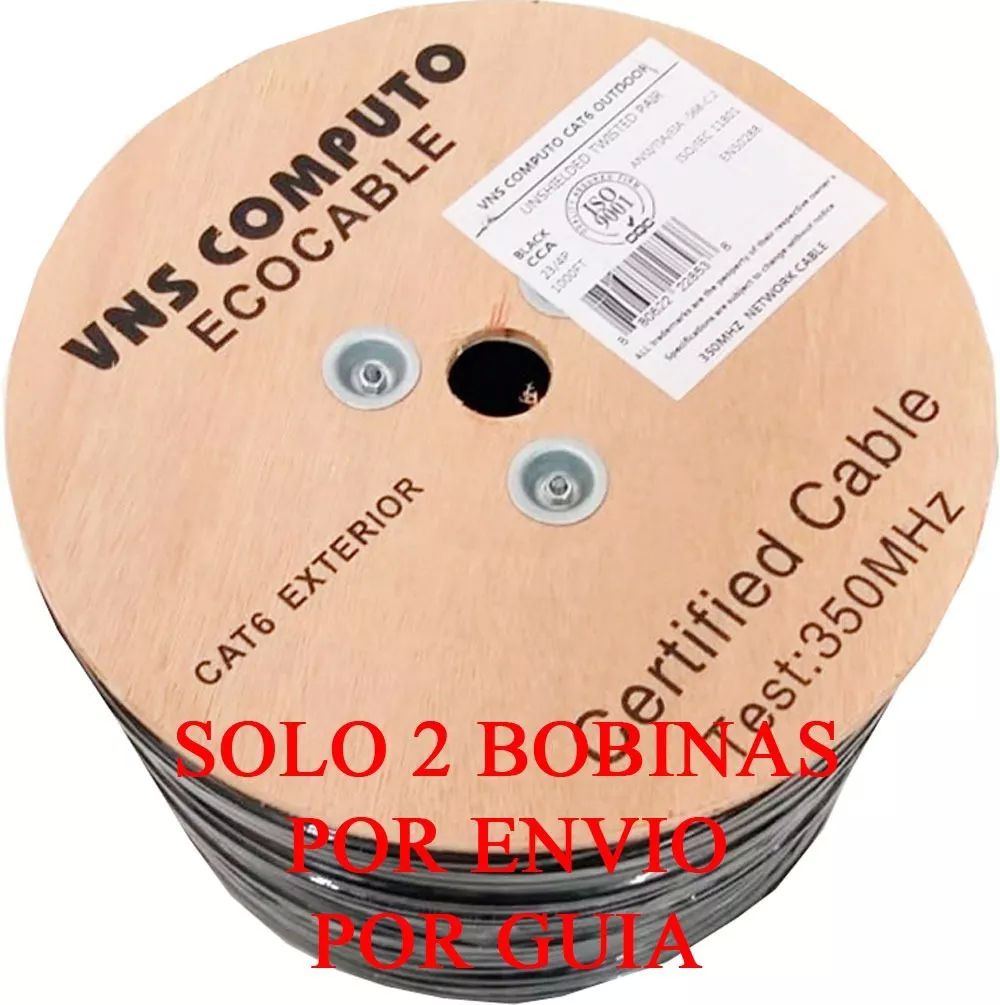Cable Utp Doble Forro Exterior Cat6 Cal23 Negro 305mts B22