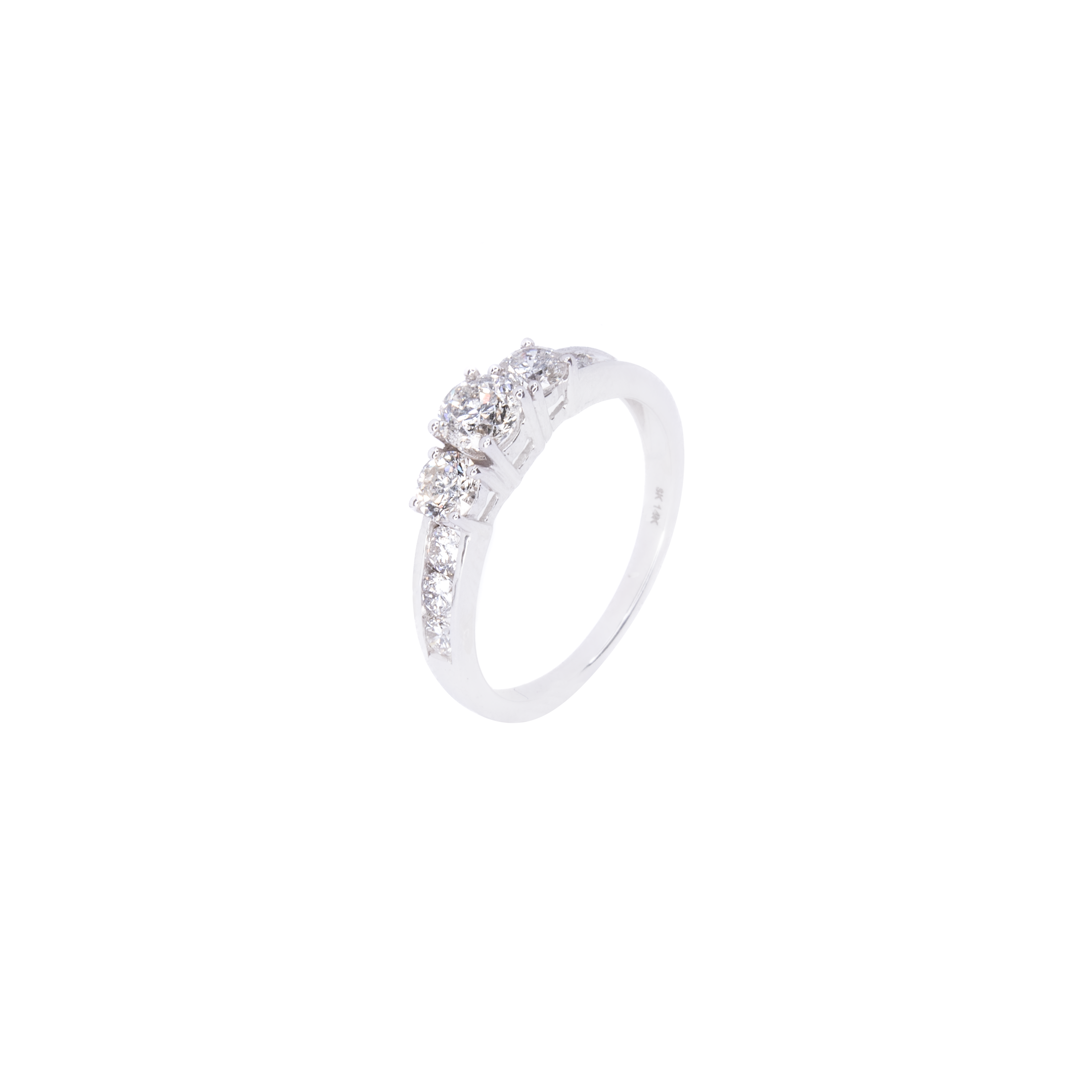 Anillo Diamantes Oro blanco 14 Kilates 1 Quilate.