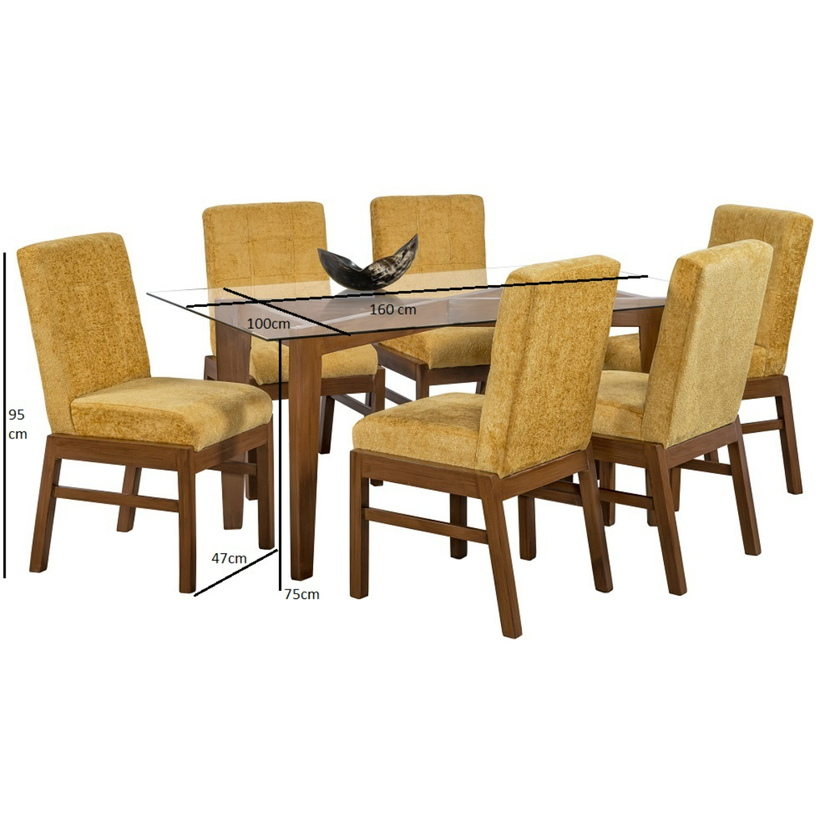 Comedor Luisiana Mostaza 6 Sillas y Cubierta Cristal.