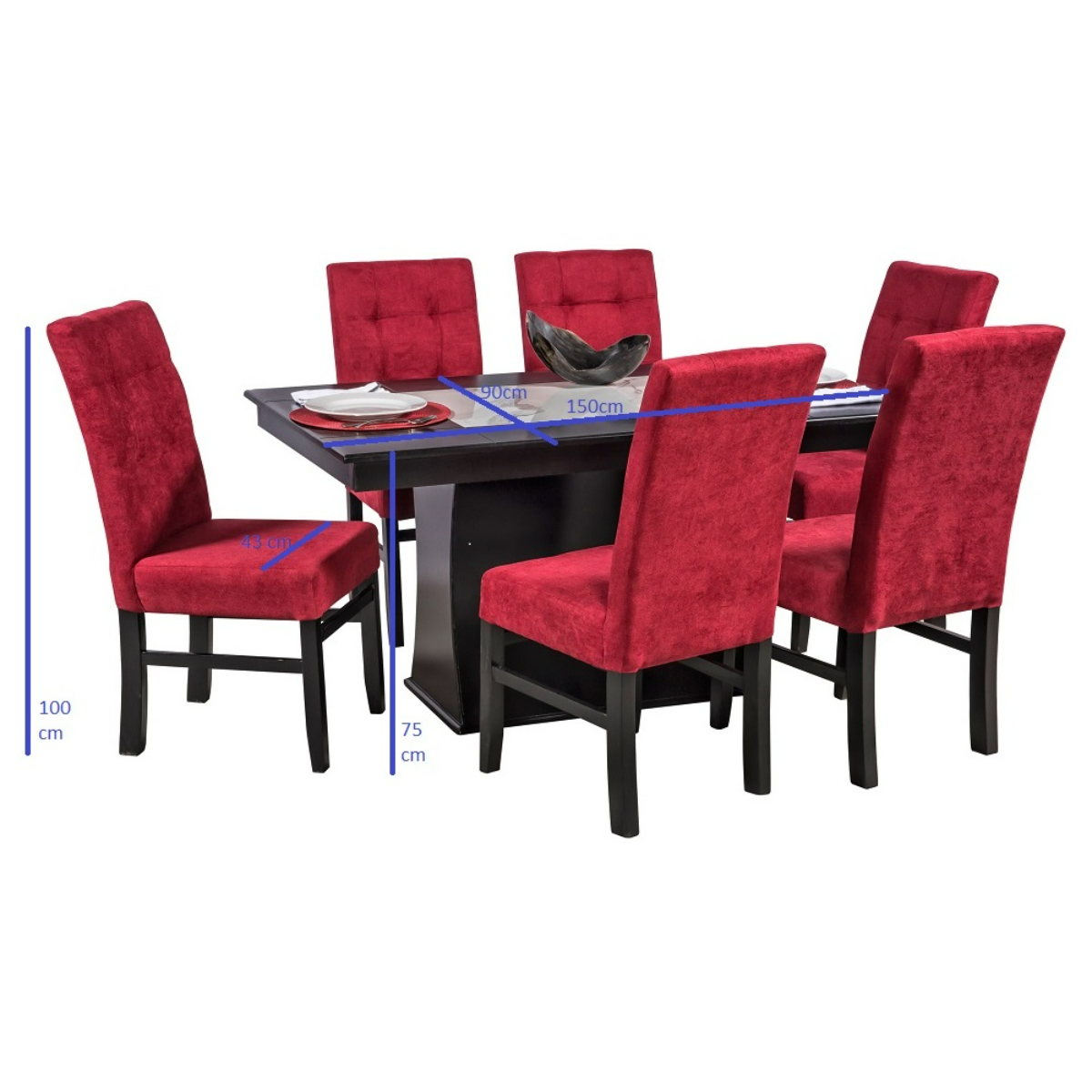 Comedor Rubí 6 Sillas Madera y Cubierta Tablero