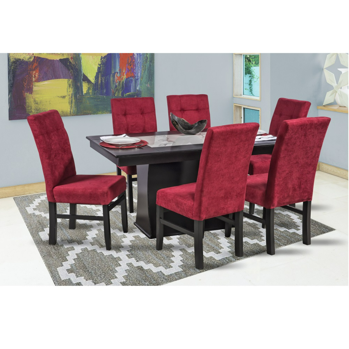 Comedor Rubí 6 Sillas Madera y Cubierta Tablero