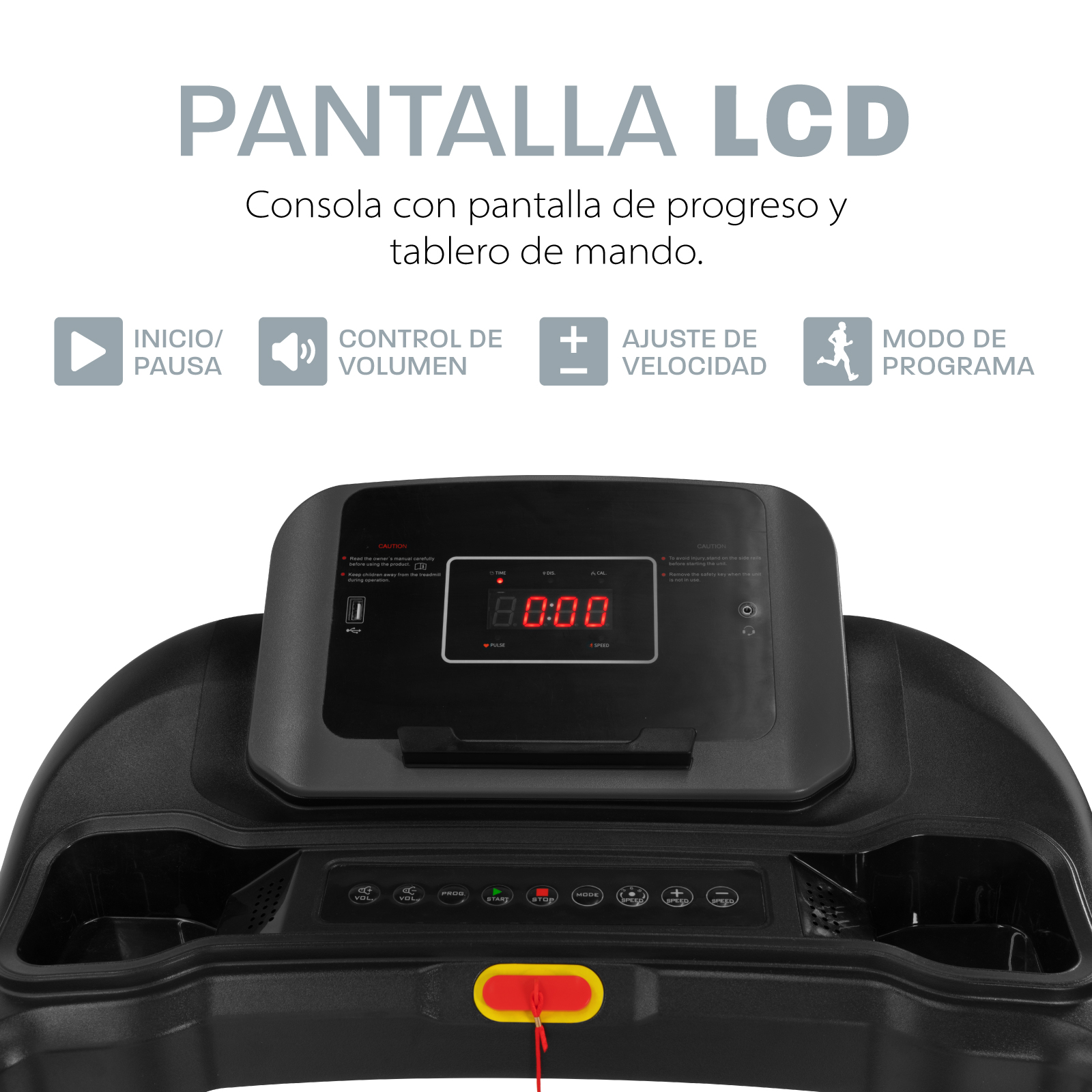 Caminadora Eléctrica Motor 1.5 Hp Velocidad de 1 a 10 km/h USB + Bocinas+ 3 Niveles de Inclinación + Pantalla LCD
