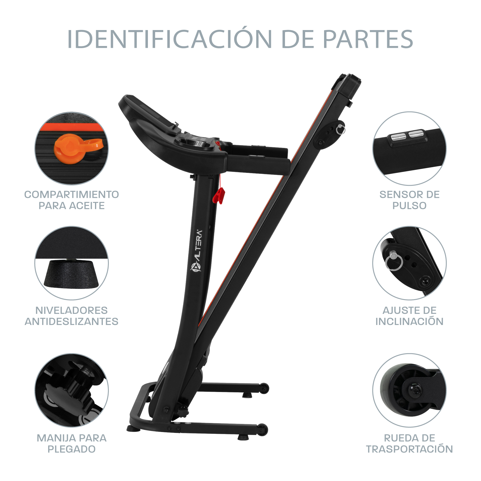 Caminadora Eléctrica Motor 1.5 Hp Velocidad de 1 a 10 km/h USB + Bocinas+ 3 Niveles de Inclinación + Pantalla LCD