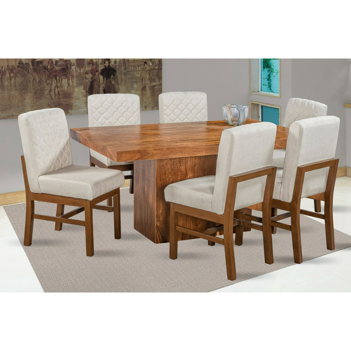 Comedor Girona 6 Sillas Madera y Cubierta de Chapa.