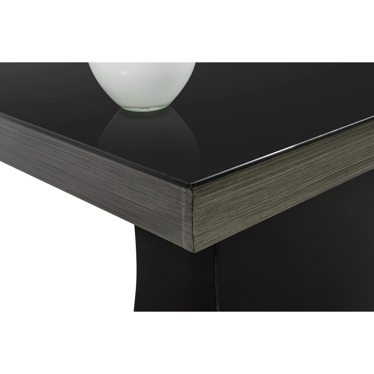 Comedor Giza 6 Sillas Tubular Madera y Cubierta Cristal Negro.