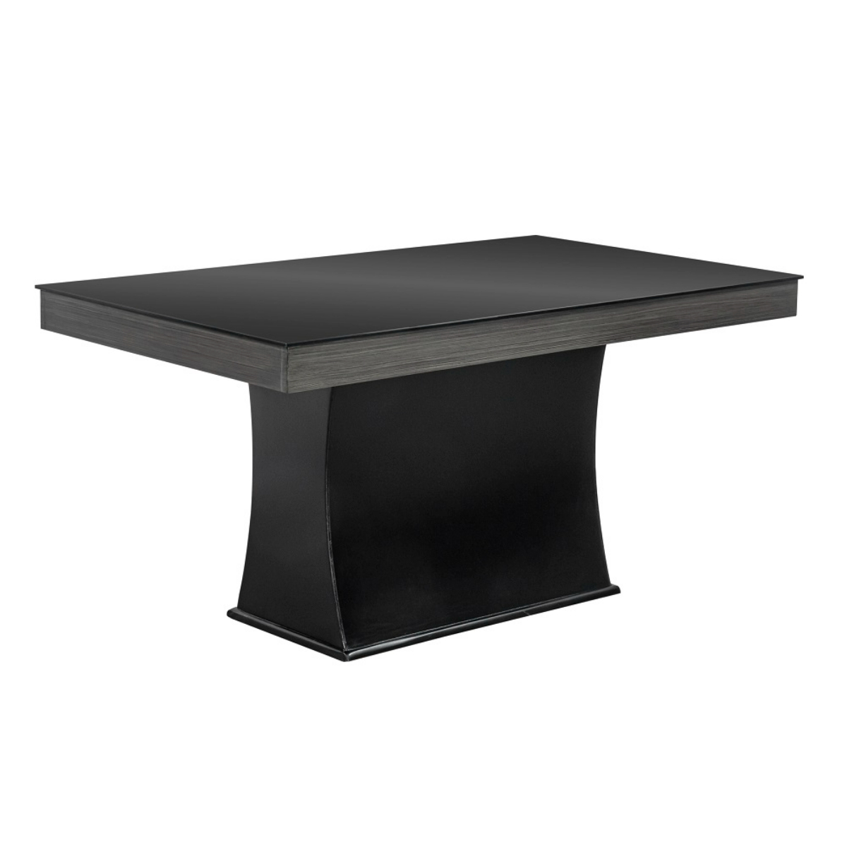 Comedor Giza 6 Sillas Tubular Madera y Cubierta Cristal Negro.