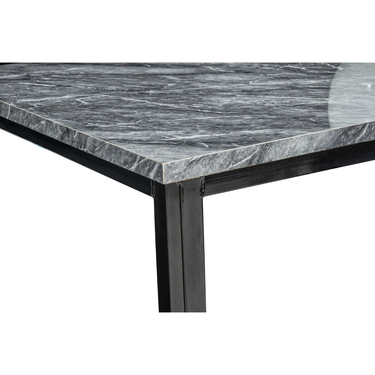 Comedor Lux Negro 4 Rectangular Tubular y Formica Gris.