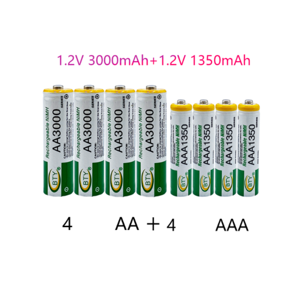 Batería AA recargable Ni MH de 1,2 V pila AAA de 1350Ma 3000mAh electrónicos níquel control gamer