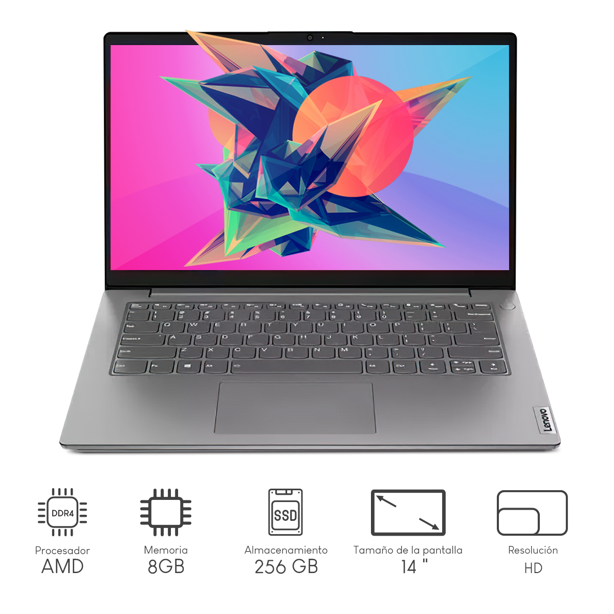 Laptop Lenovo V14 G2 alc AMD Ryzen 5-5500U 8GB 256GB ssd Pcie 14Pulg HD W10P Iron Grey 82KC0083LM
