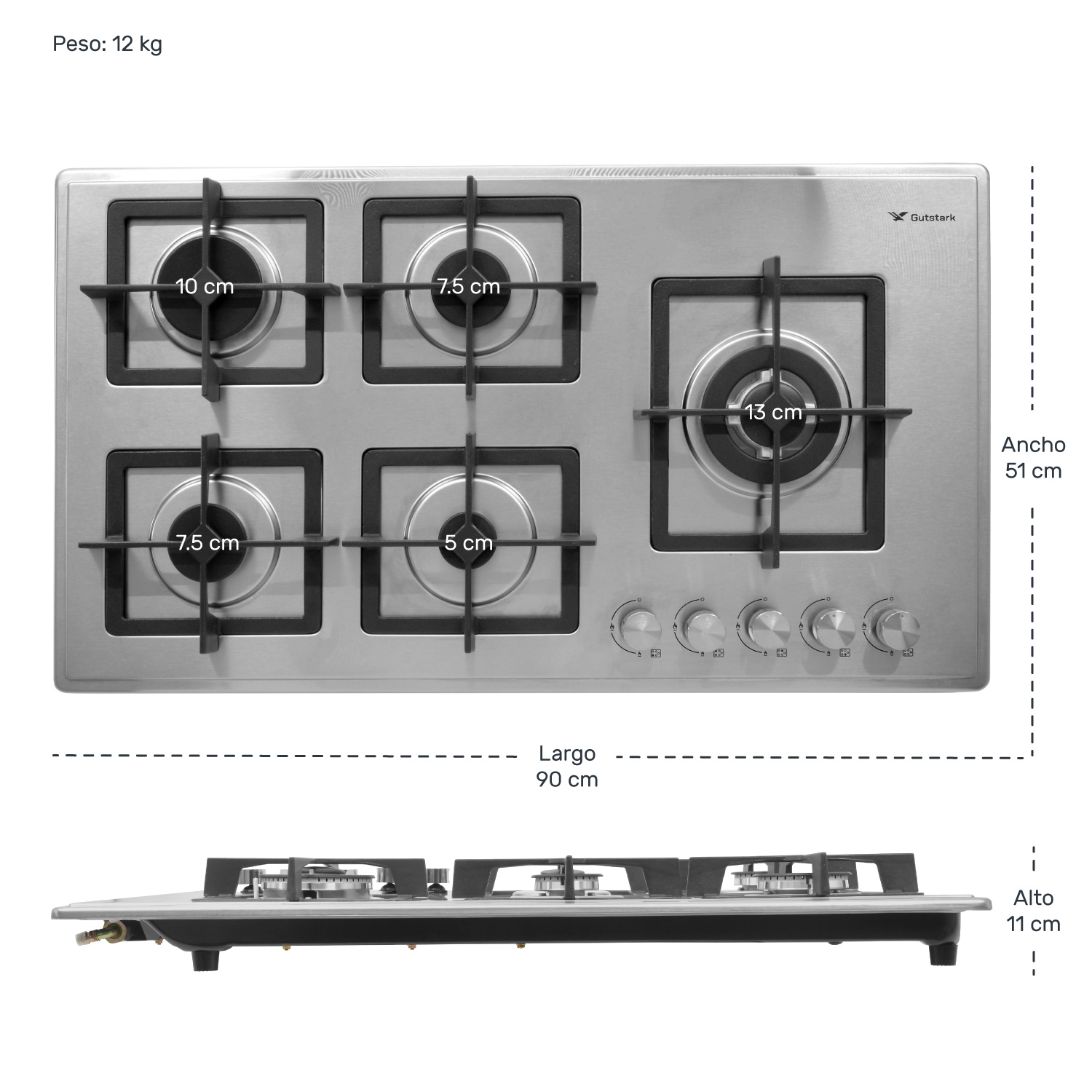 Parrilla 5 Quemadores Acero Inoxidable