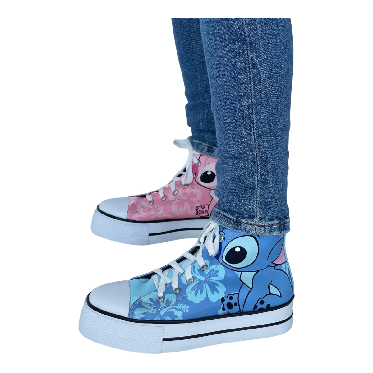 Tenis botita Tela Sublimada diseño Stitch