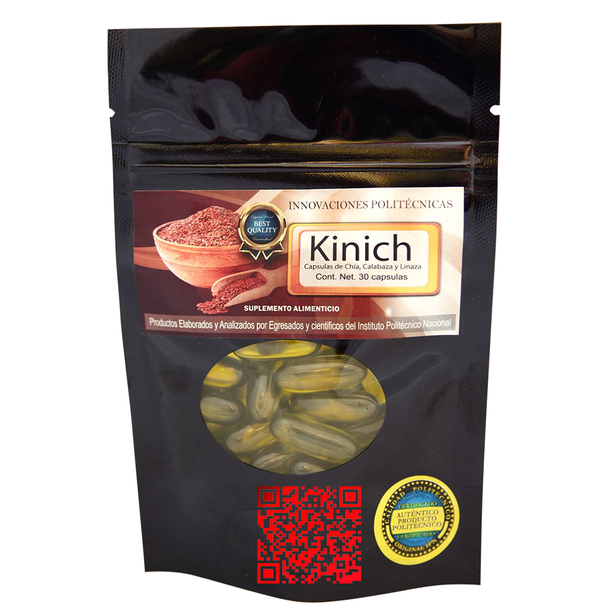 KINICH Cápsulas con aceite de chía, calabaza y linaza