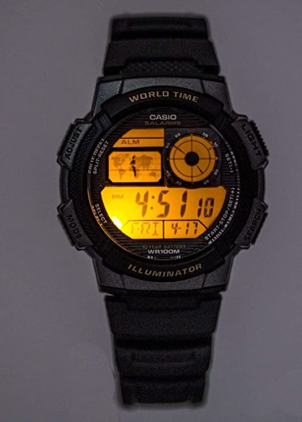 Reloj para hombre Casio Ae-1000W-1 deportivo resistente al agua hora mundial luz led.