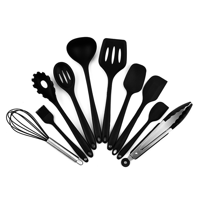 Juego de Utensilios de Cocina de Silicona 11 Piezas Antiadherente y Resistente con Mango Aislado y Diseño Ergonómico