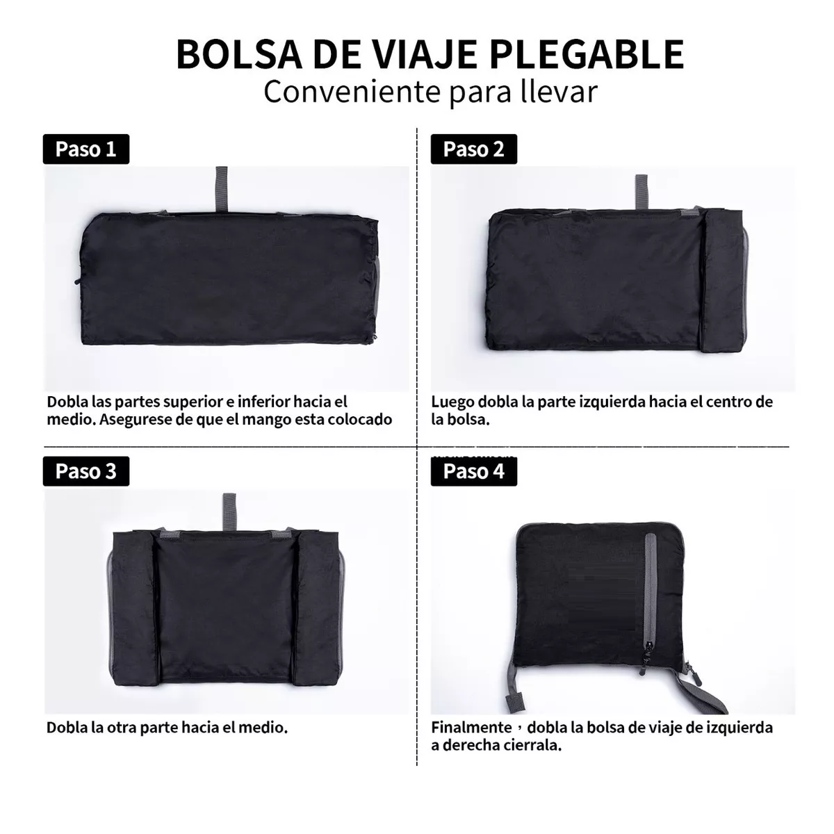 Maleta Deportivo Viaje Plegable Portátil Retráctil 65 Litros Negro