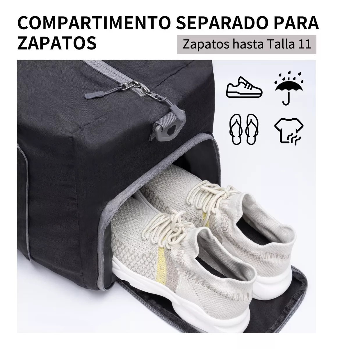 Maleta Deportivo Viaje Plegable Portátil Retráctil 65 Litros Negro