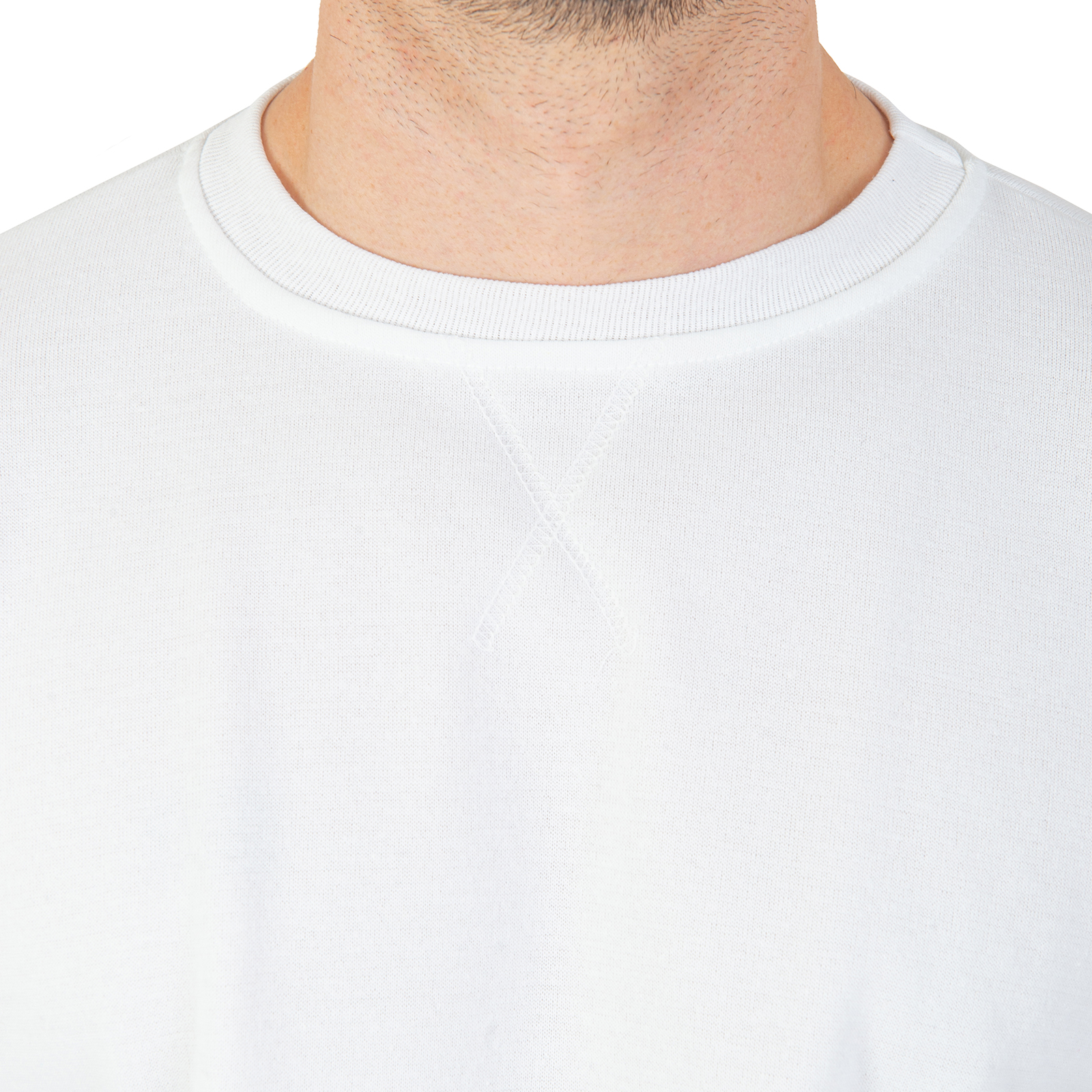 Sudadera Hombre Felpa Stretch Cuello Redondo Básico Chili Beans Color Blanco.