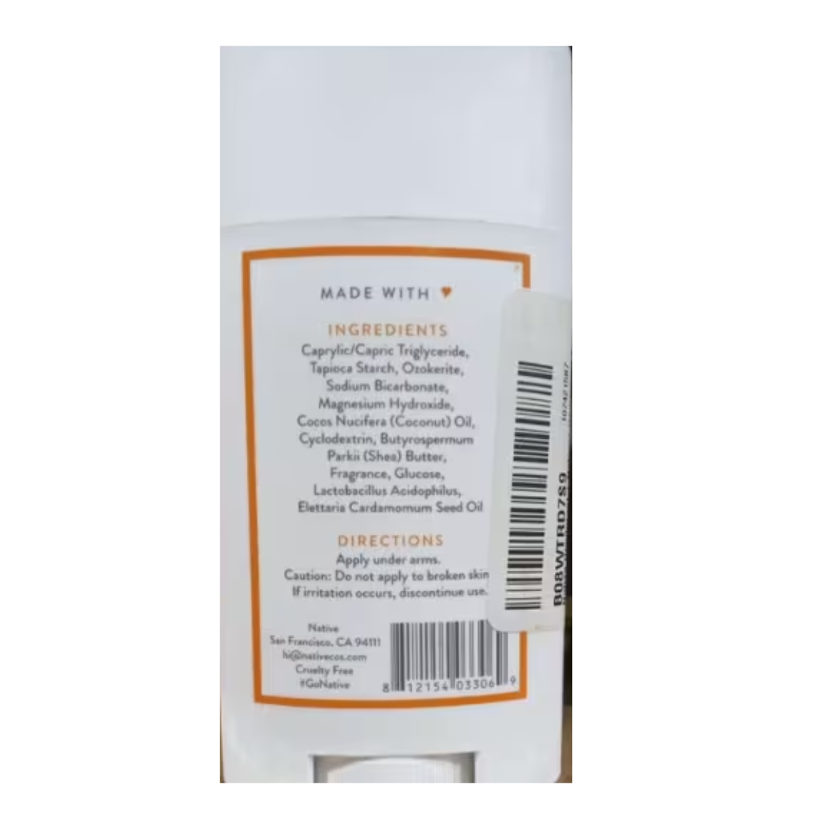 Native deodorant coconut milk y turmeric 2.6,fragancias,sinteticas,sin aluminio ,naturales