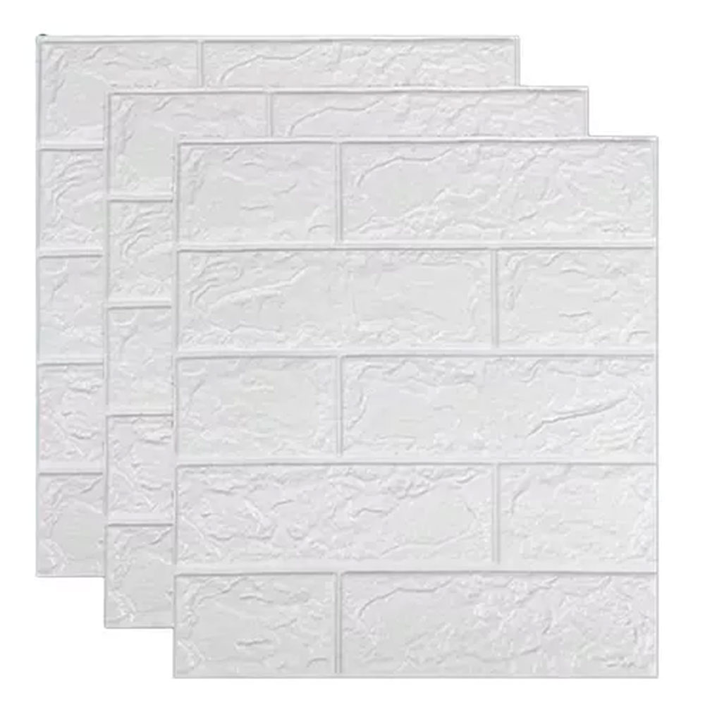 Set 10 PiezasPapel tapiz 3D de ladrillo blanco autoadhesivo para paredes decorativas con textura realista y fácil instalación