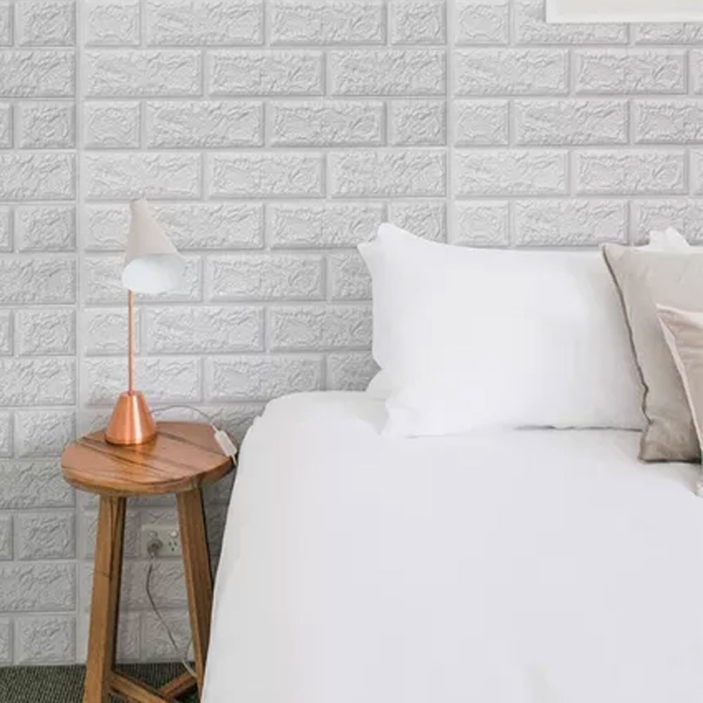 Set 10 PiezasPapel tapiz 3D de ladrillo blanco autoadhesivo para paredes decorativas con textura realista y fácil instalación