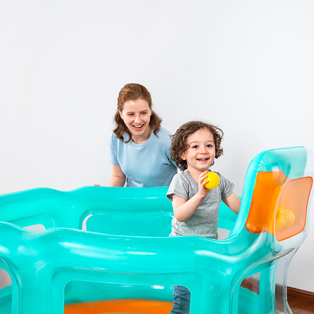 Brincolin Inflable Trampolin Circular Rebotador de Color Con Pelotas Infantil 152 x 152 x 117 CM