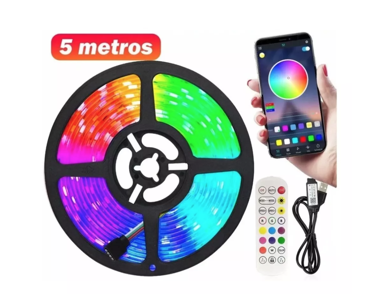 Tira Luz Led de Colores RGB 5 Mts Control Vía App