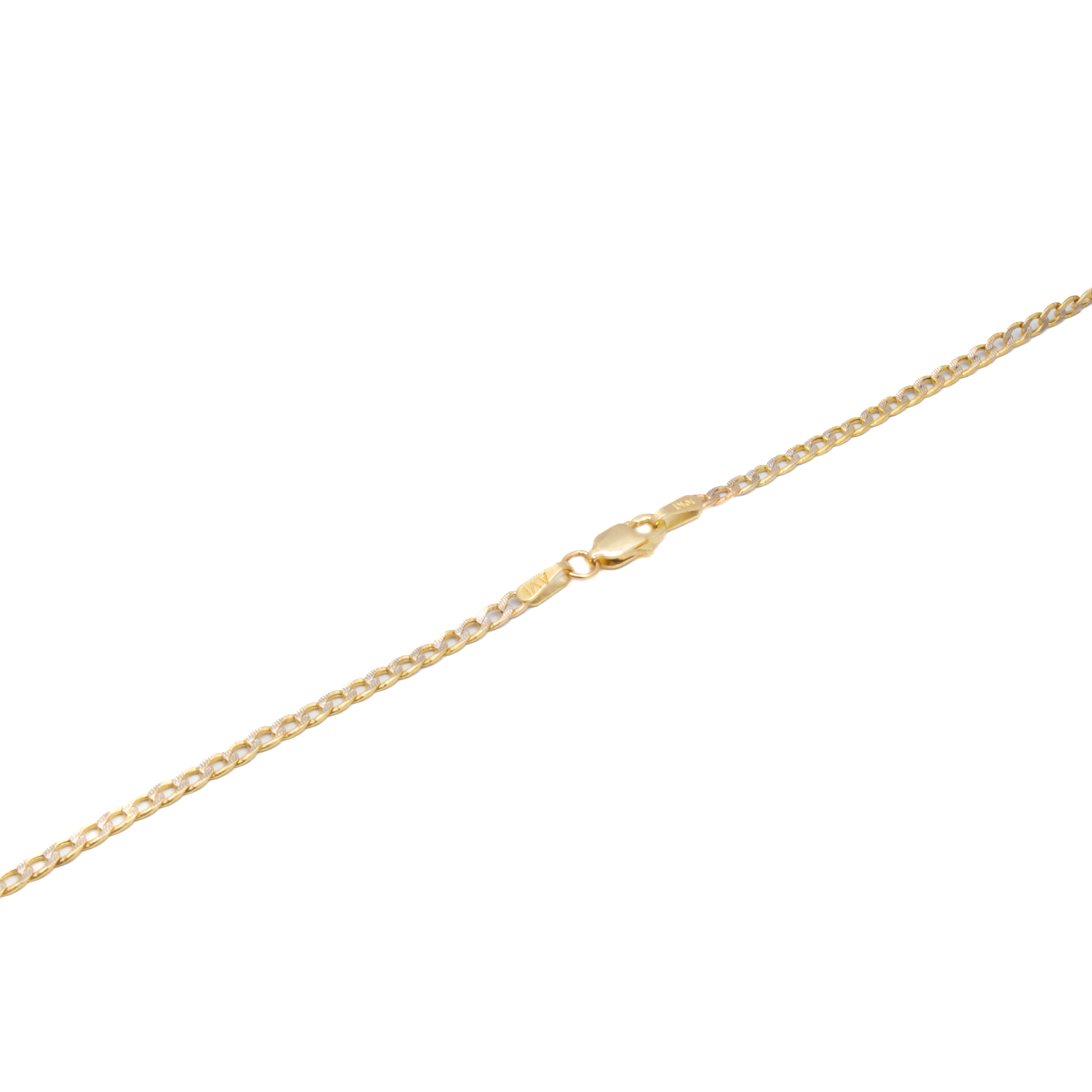 Cadena Barbada Diamantada Oro Italiano 14 Kilates.