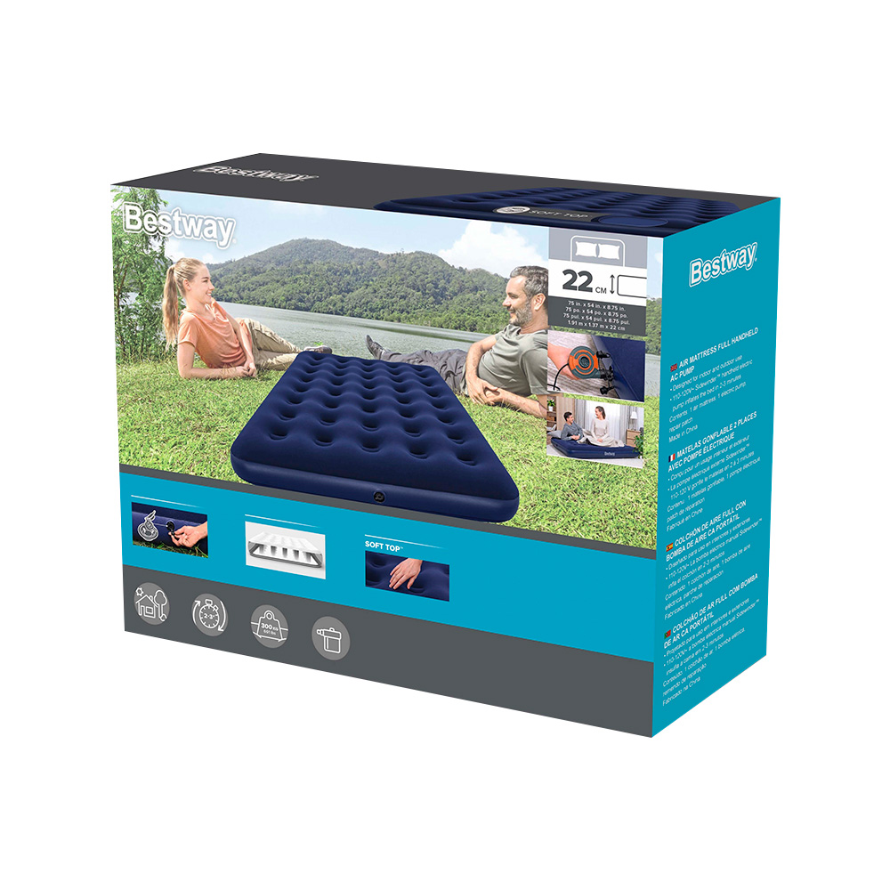 Colchón Inflable Matrimonial Cama De Aire Camping + Bomba